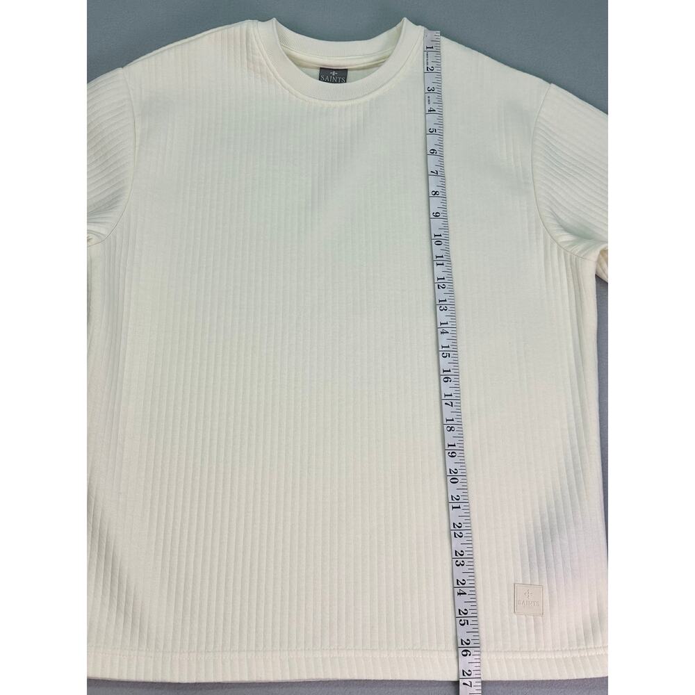 Saints Studio Ivory Ribbed Knit Regular Fit T Shirt Short Sleeve Mens Size Small - Picture 8 of 10